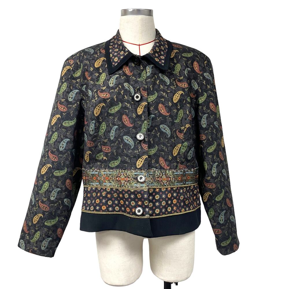 Vintage Howard Wolf Womens Size 18 Paisley Printed Button Up Blazer Jacket